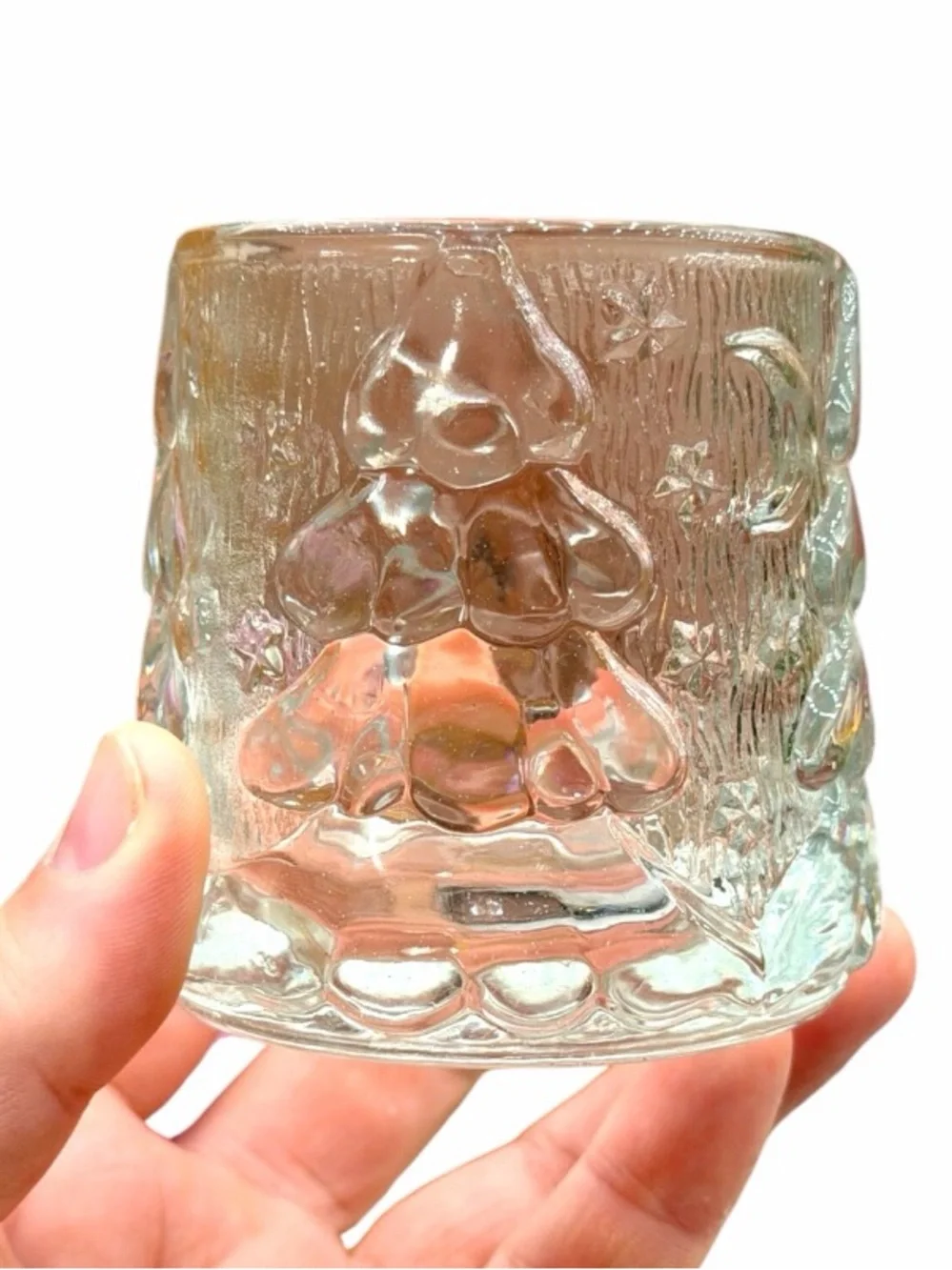 Vintage Indonesia Glass Votive Candle  Holders set of 2 - winter moon Christmas